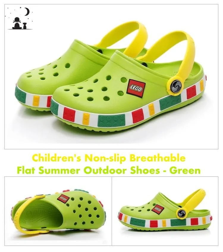 Children's Non-slip Breathable Flat Summer Outdoor Shoes - Green, Blue, Pink