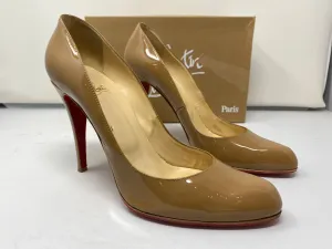 Christian Louboutin Decollette Patent Leather Camel Pump