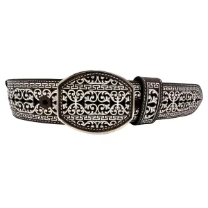 Cinto De Cuero Original El Charro Plata Con Hebilla De Metal