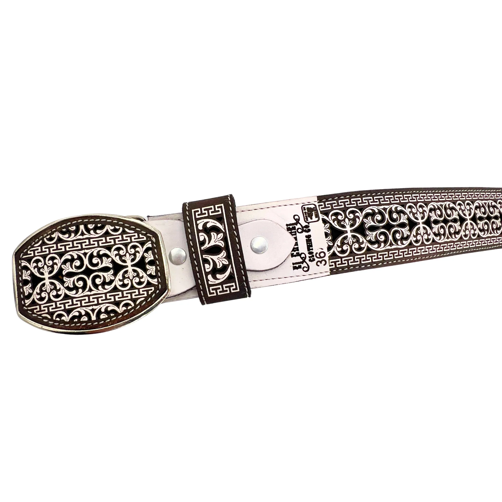 Cinto De Cuero Original El Charro Plata Con Hebilla De Metal