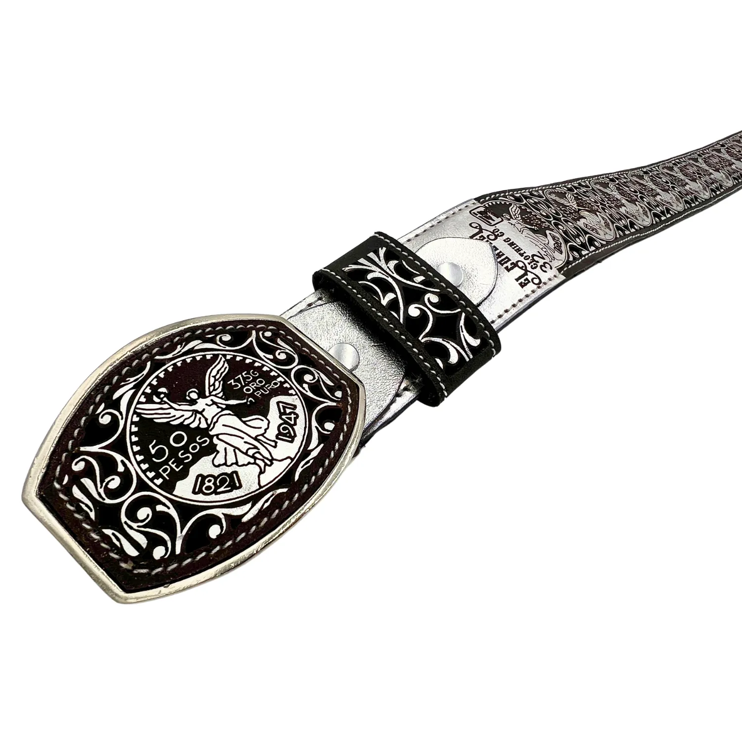 Cinto Vaquero Original El Centenario Plata Con Hebilla De Metal