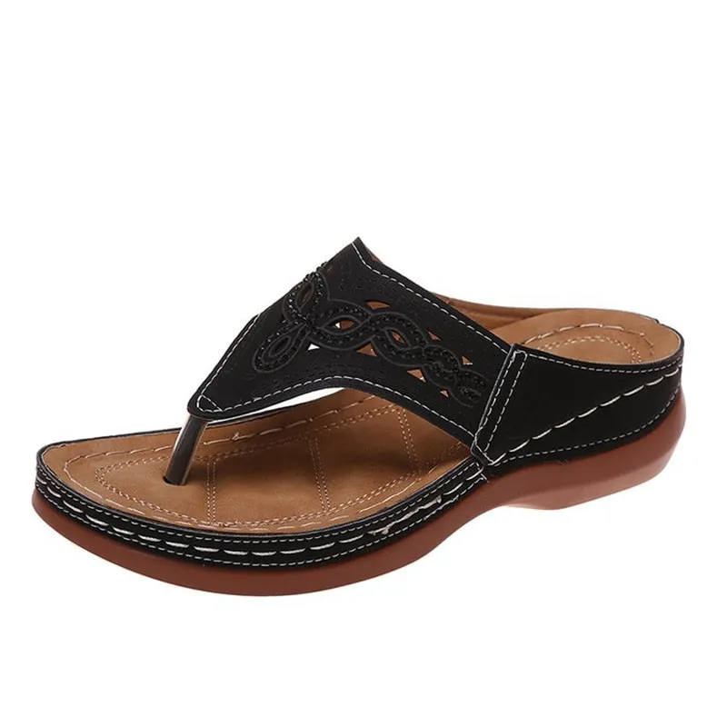 Clip Toe Wedge Sandals Women 2023 Summer Thick Platform Beach Sandals Woman Plus Size 44 Low Heels Gladiator Sandalias De Mujer