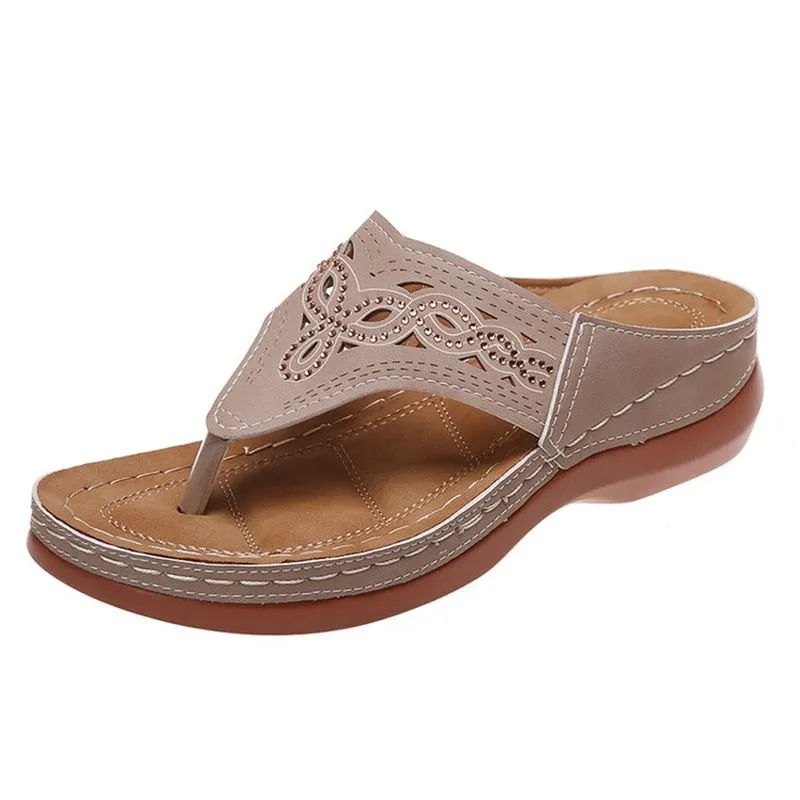 Clip Toe Wedge Sandals Women 2023 Summer Thick Platform Beach Sandals Woman Plus Size 44 Low Heels Gladiator Sandalias De Mujer
