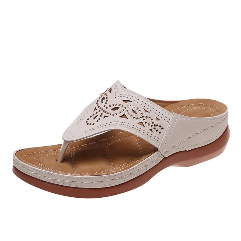 Clip Toe Wedge Sandals Women 2023 Summer Thick Platform Beach Sandals Woman Plus Size 44 Low Heels Gladiator Sandalias De Mujer