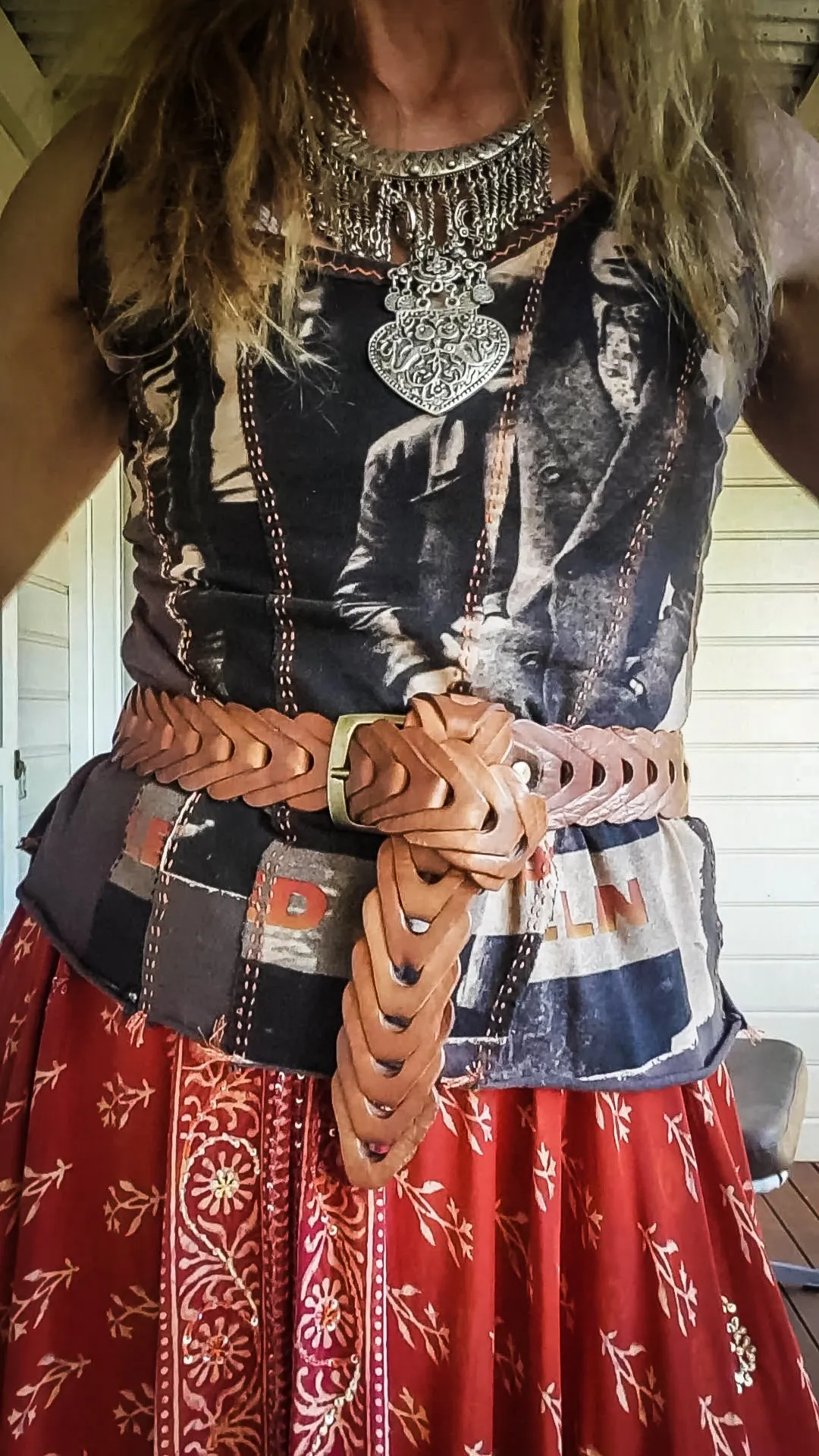 Cobra Chain Leather Belt/Horseshoe