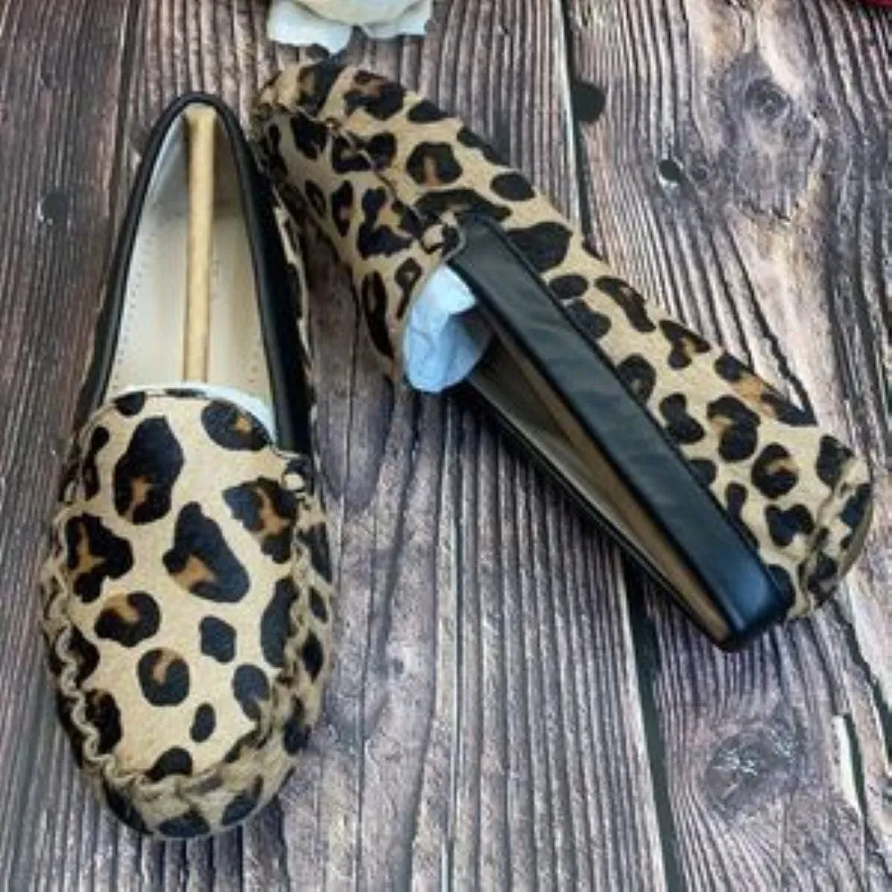 Cole Haan Leopard Print Evelyn Driver Loafers 6B