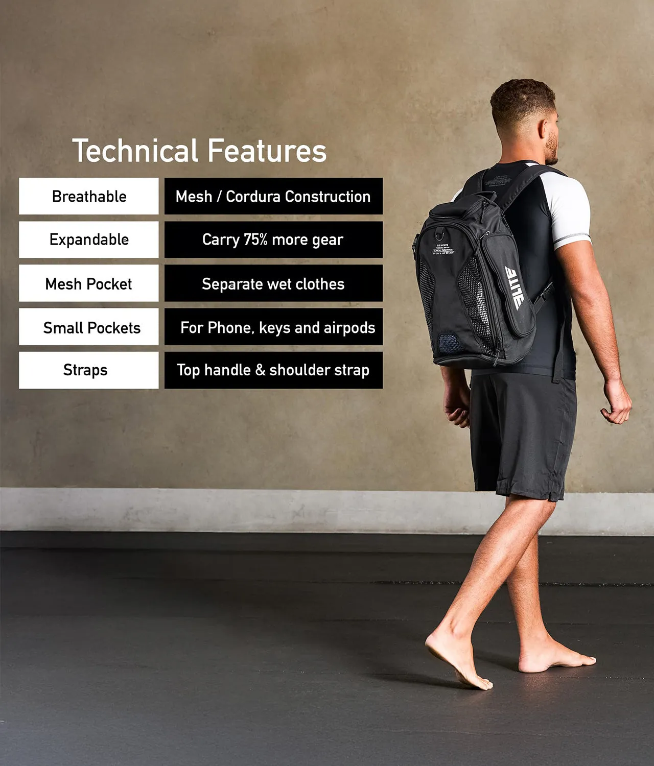 Convertible Black Muay Thai Gear Gym Bag & Backpack