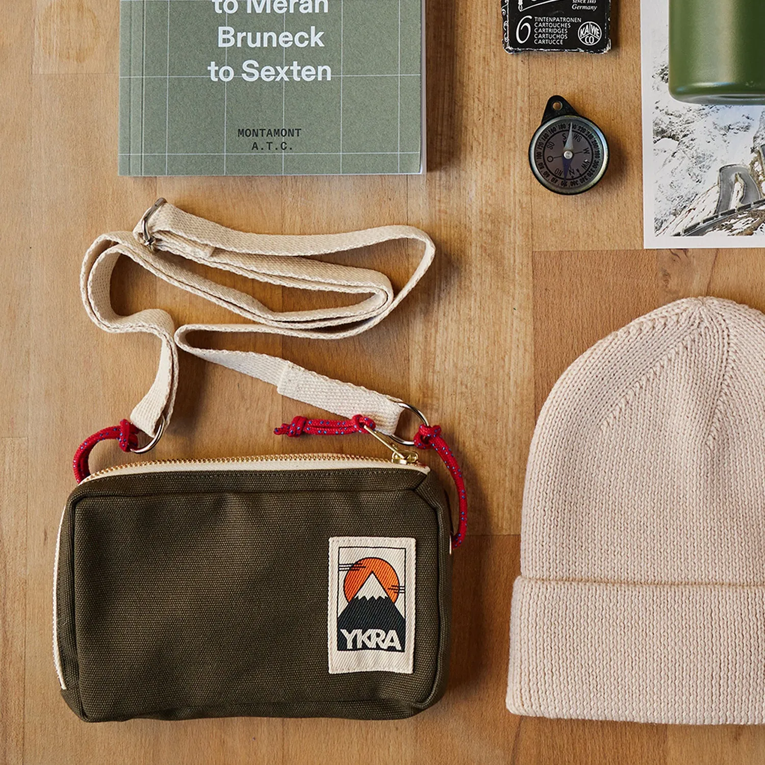 Cotton Canvas Travel Case Bag - Khaki