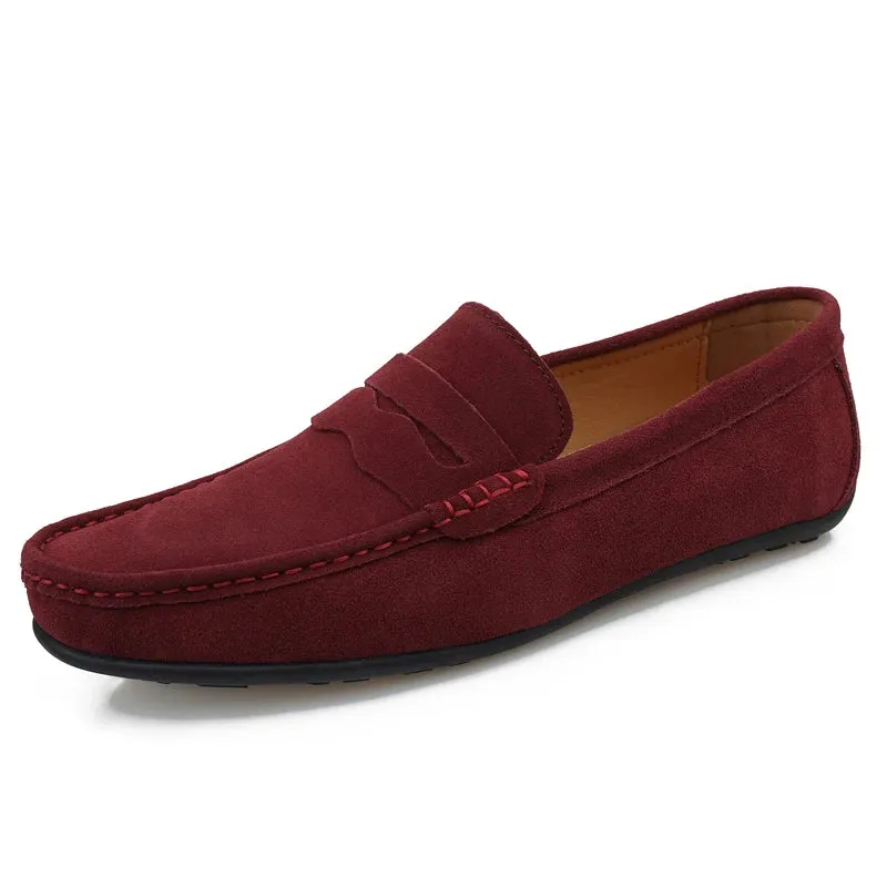 Cow Suede Slip On Men's Loafers Super Soft Genuine Leather Shoes For Men Plus Size 38-47 Driving Shoe Men Flats Casual Footwear