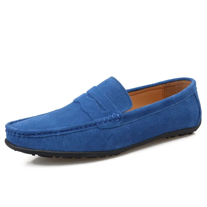 Cow Suede Slip On Men's Loafers Super Soft Genuine Leather Shoes For Men Plus Size 38-47 Driving Shoe Men Flats Casual Footwear