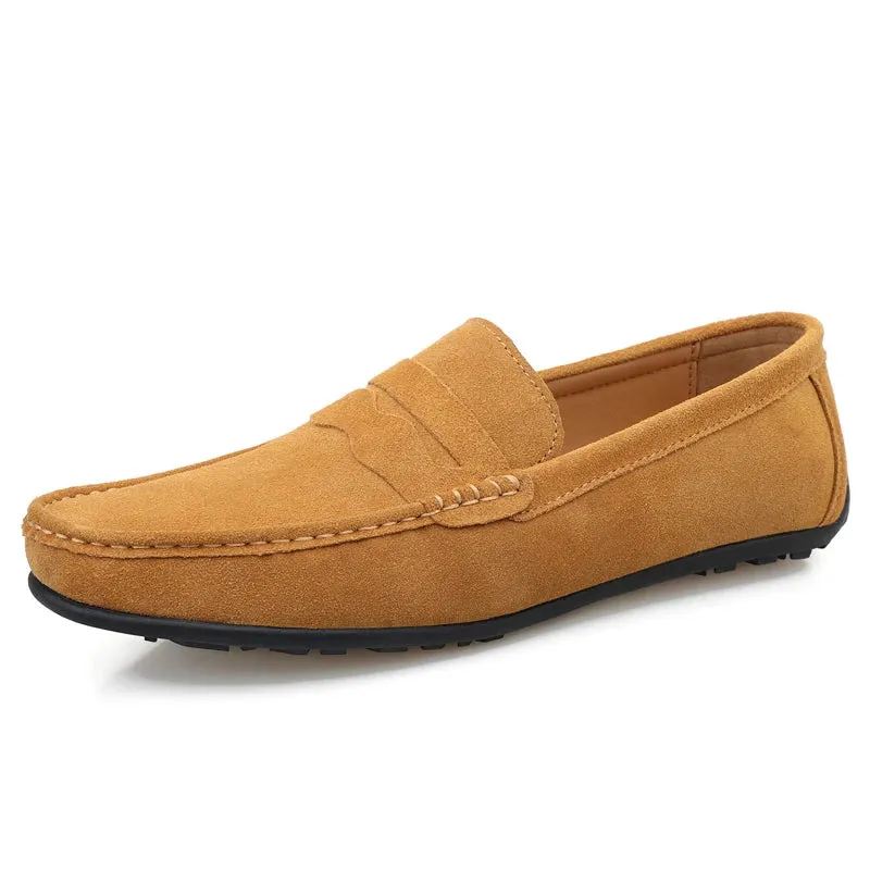Cow Suede Slip On Men's Loafers Super Soft Genuine Leather Shoes For Men Plus Size 38-47 Driving Shoe Men Flats Casual Footwear
