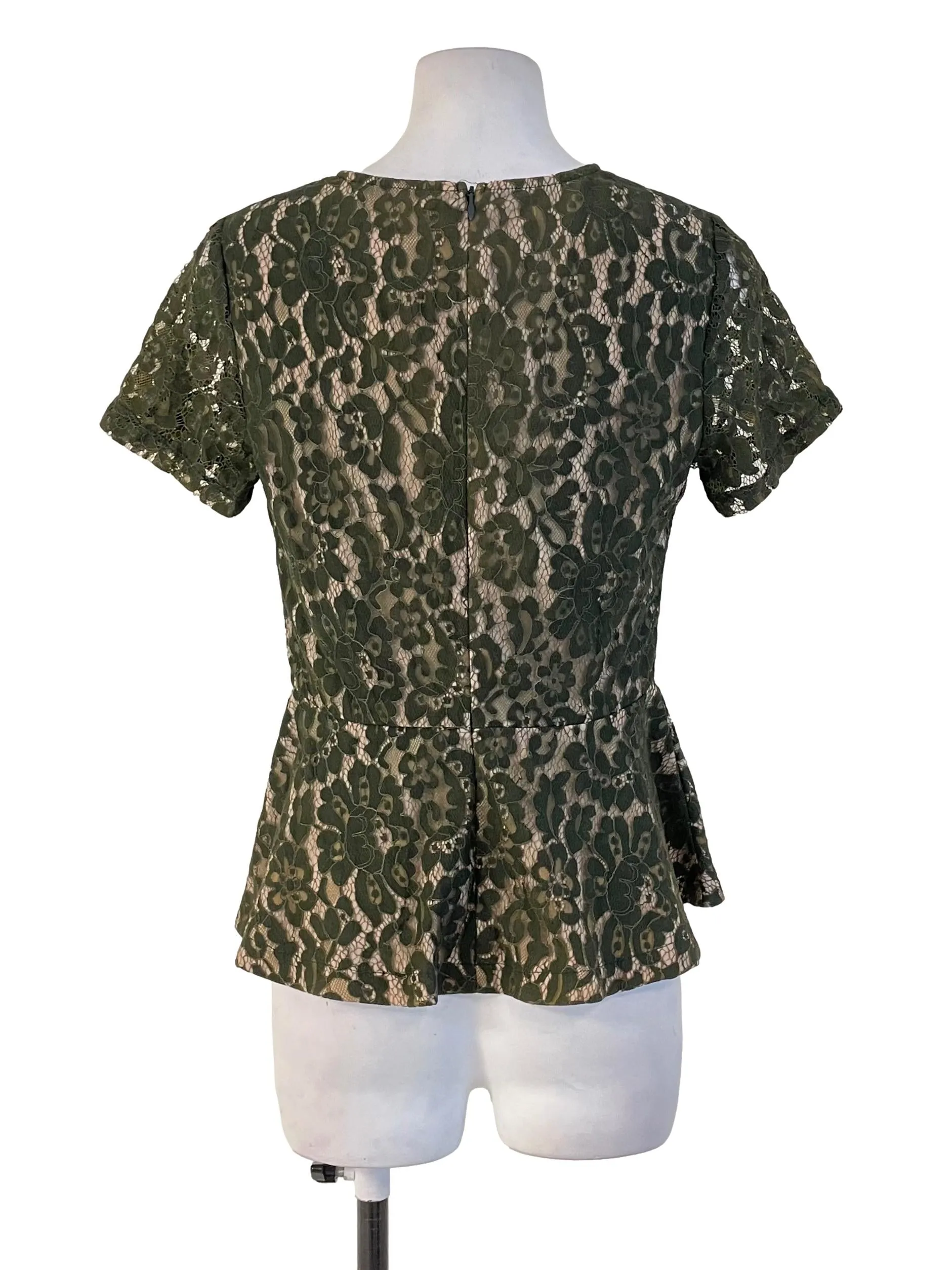 Crocodile Green Lace Peplum Top