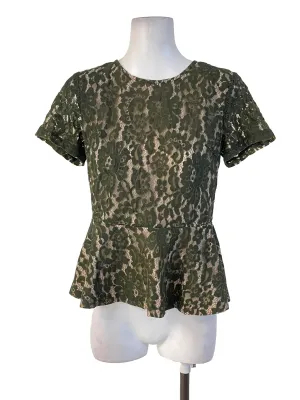 Crocodile Green Lace Peplum Top