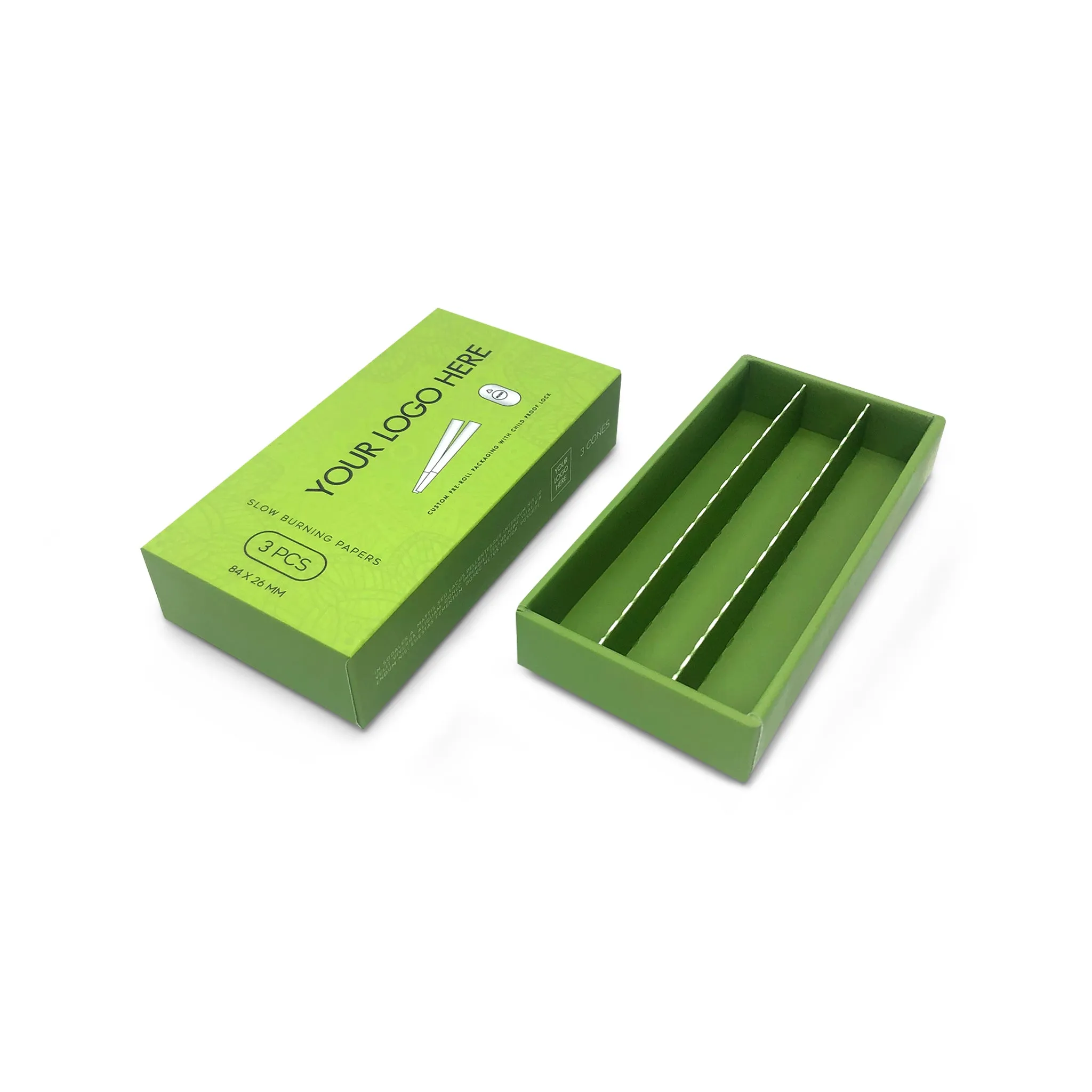 Custom Pre Rolled Turned Edge Box 3PK Quarter Size