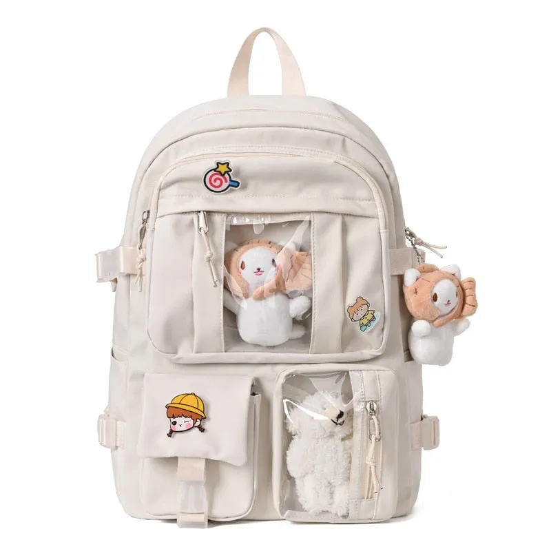 Cyflymder New Fashion Cute Women Backpack White Waterproof Nylon Female Schoolbag College Lady Laptop Backpacks Kawaii Book Bags for Girl