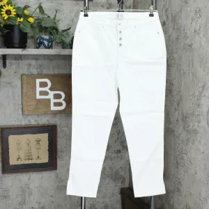 Denim & Co. Women's Slim Ankle Jeans With Button Fly White 10