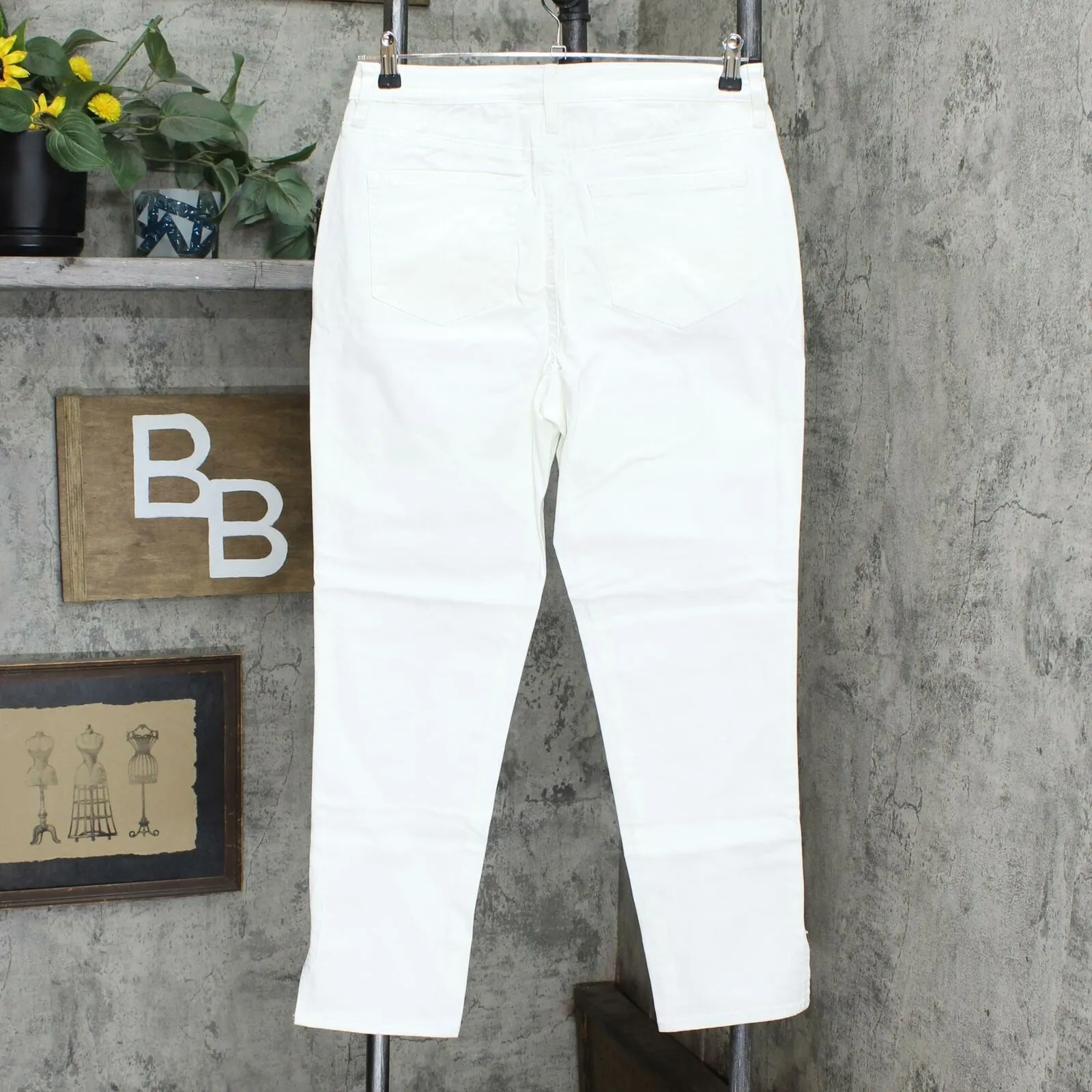 Denim & Co. Women's Slim Ankle Jeans With Button Fly White 10