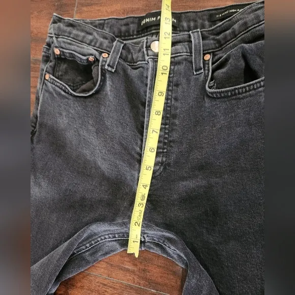 DENIM FORUM BLACK THE YOKO HIGH RISE SLIM JEANS #28