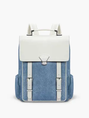 Denim-Inspired PU Fabric 15.6-Inch Backpack
