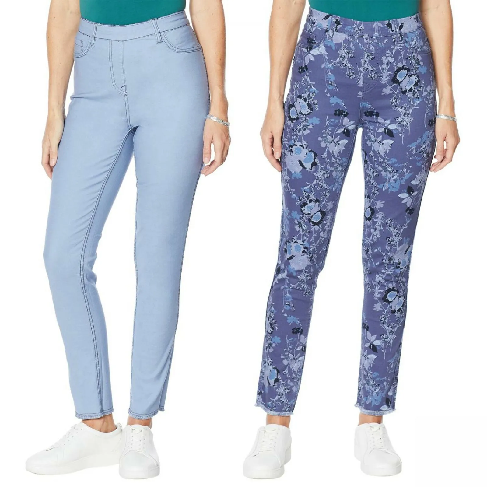 DG2 by Diane Gilman Women's Tall Reversible Twill Pull On Skinny Jeans