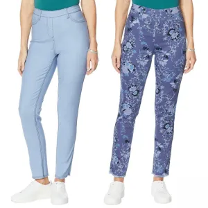 DG2 by Diane Gilman Women's Tall Reversible Twill Pull On Skinny Jeans