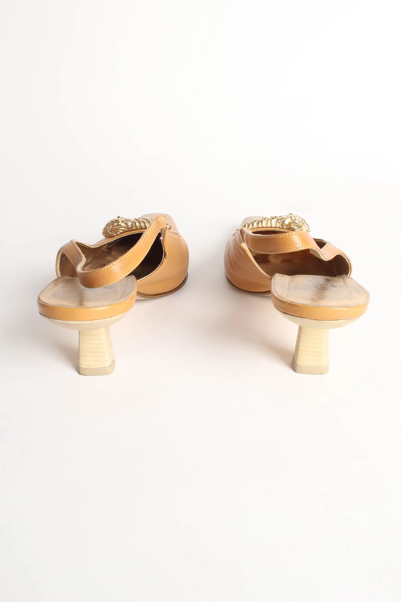 Dionysus Dragon Leather Slingback Heels