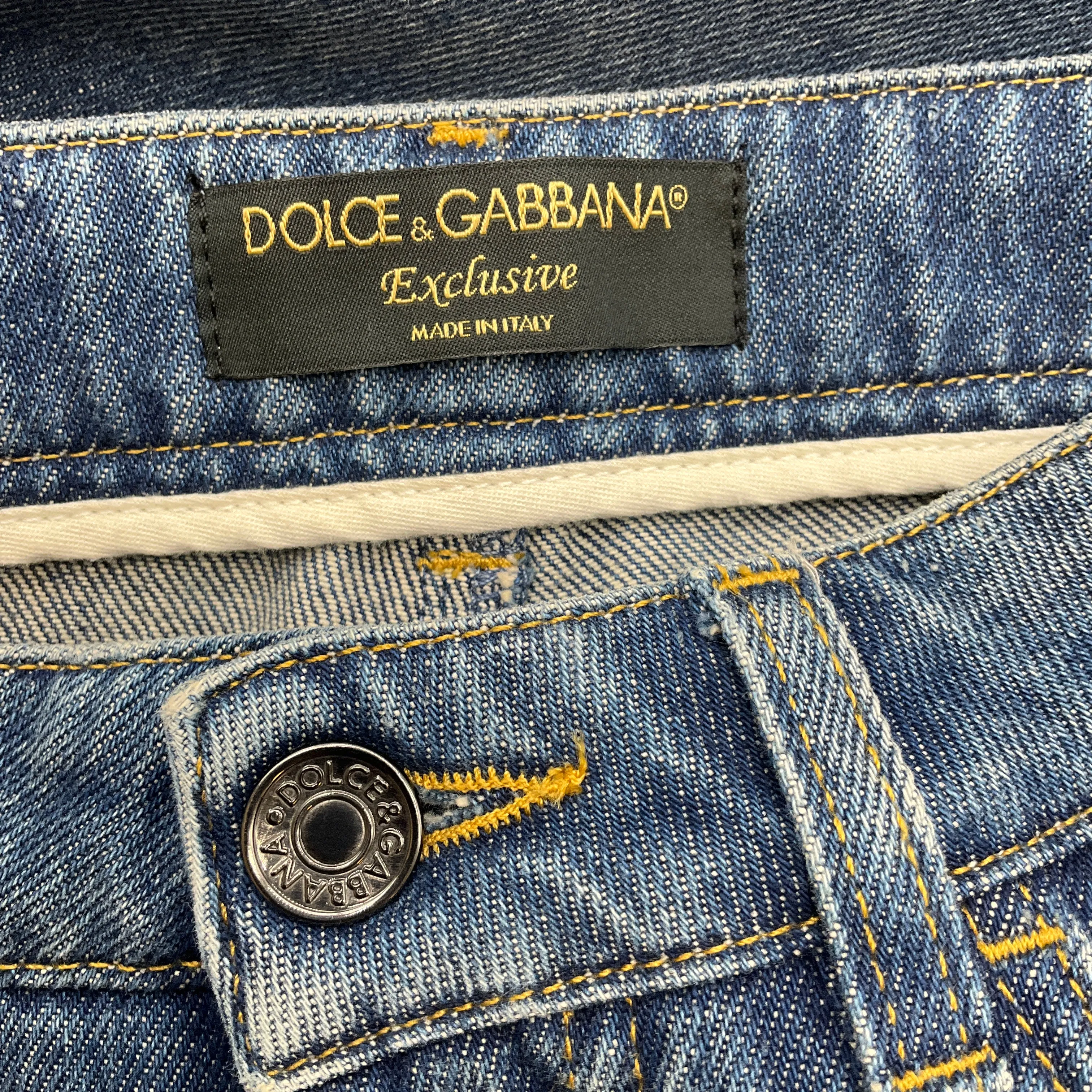 Dolce & Gabbana Exclusive Blue Multi Floral Embroidered Jeans