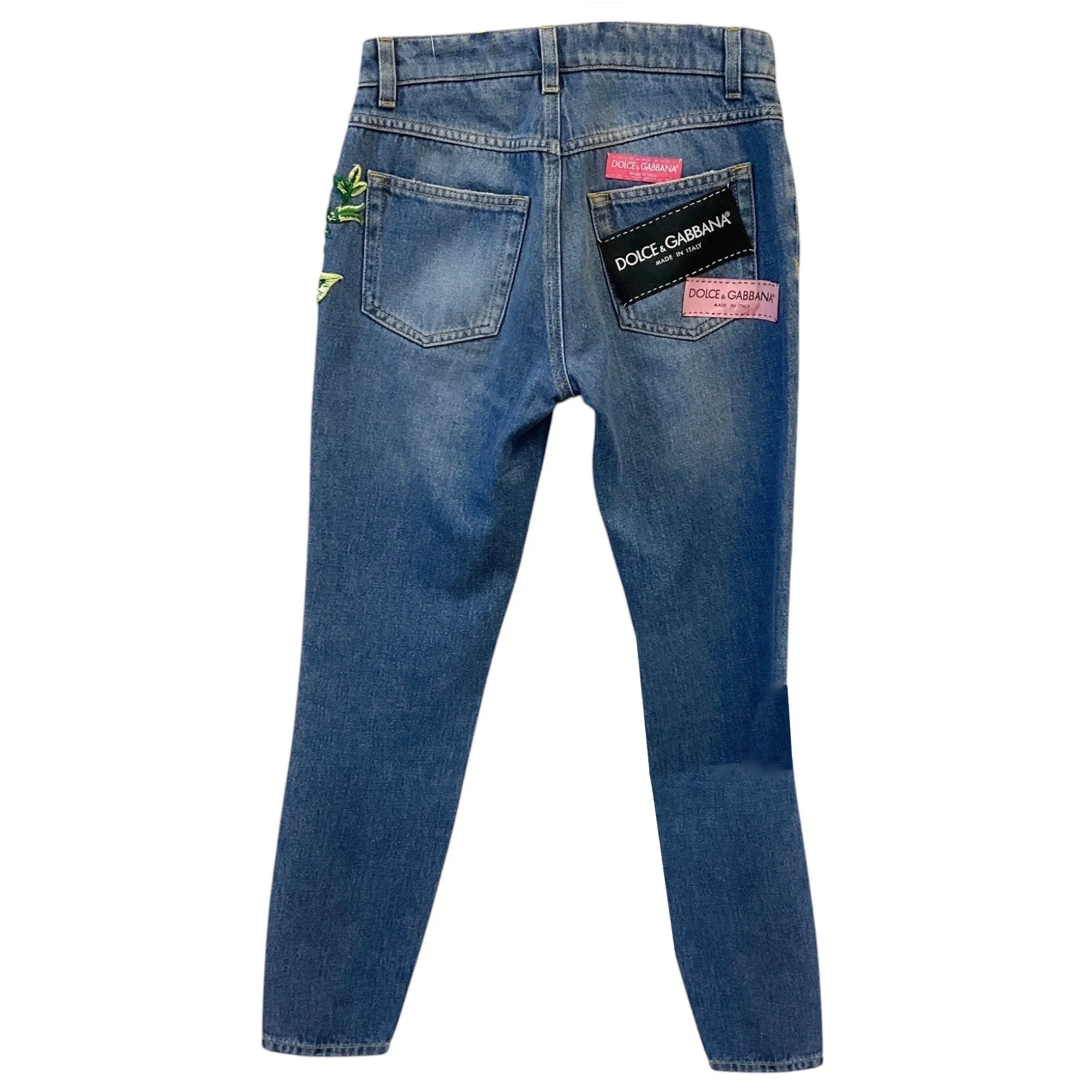 Dolce & Gabbana Exclusive Blue Multi Floral Embroidered Jeans