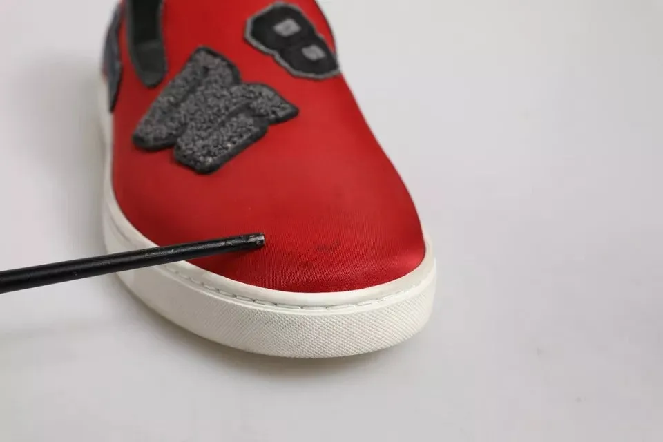 Dolce&Gabbana Men Red Loafers Leather Nylon Low Top Flat Sneakers Shoes Sz EU 40