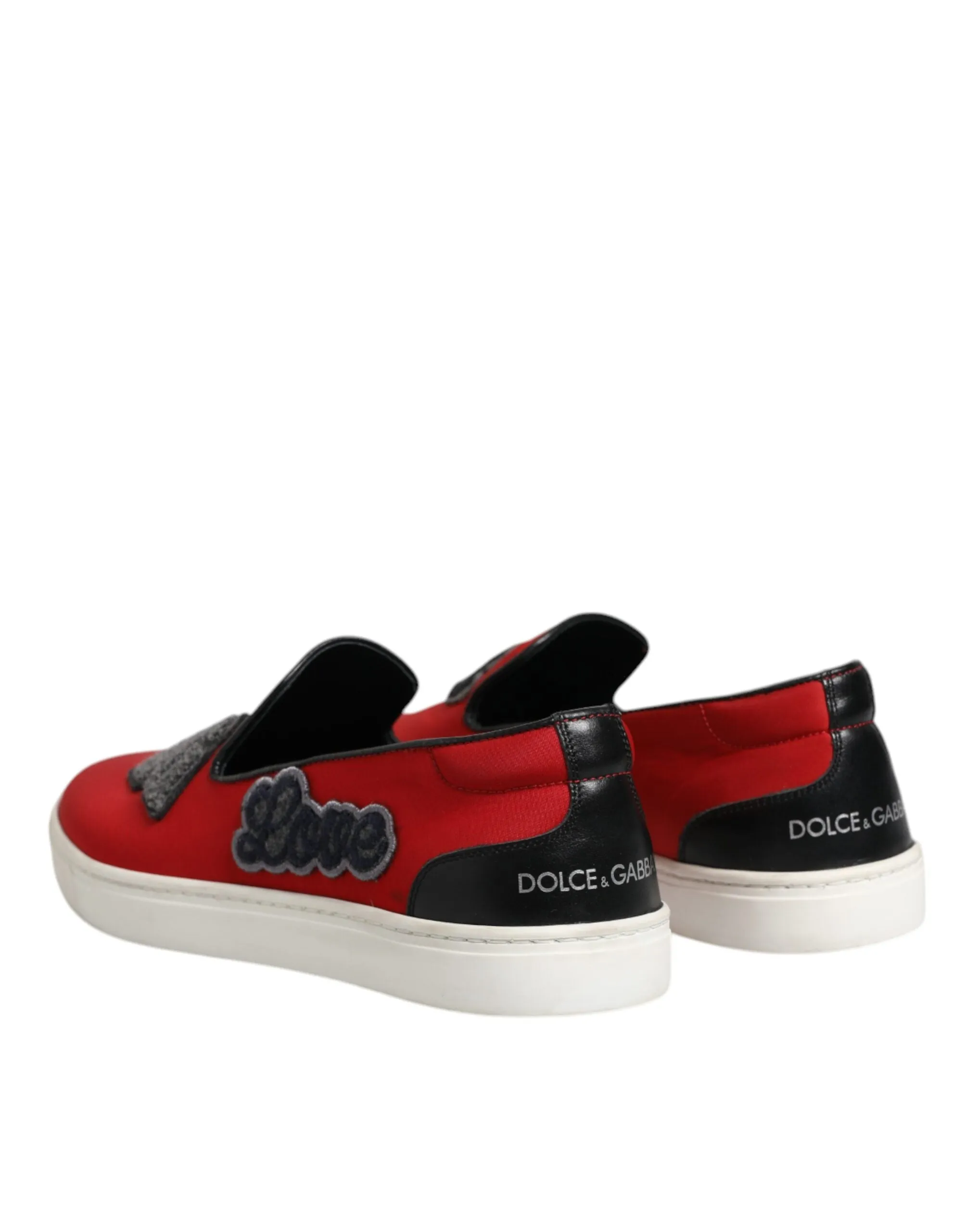 Dolce&Gabbana Men Red Loafers Leather Nylon Low Top Flat Sneakers Shoes Sz EU 40