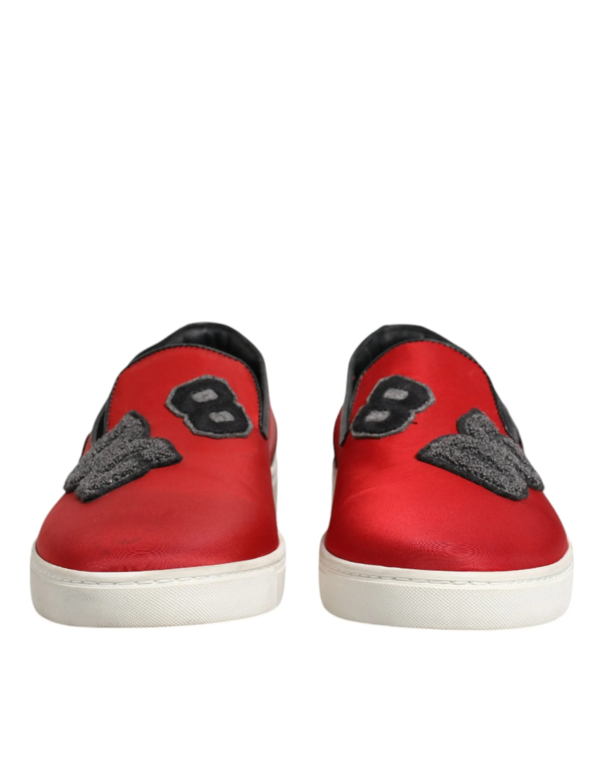 Dolce&Gabbana Men Red Loafers Leather Nylon Low Top Flat Sneakers Shoes Sz EU 40