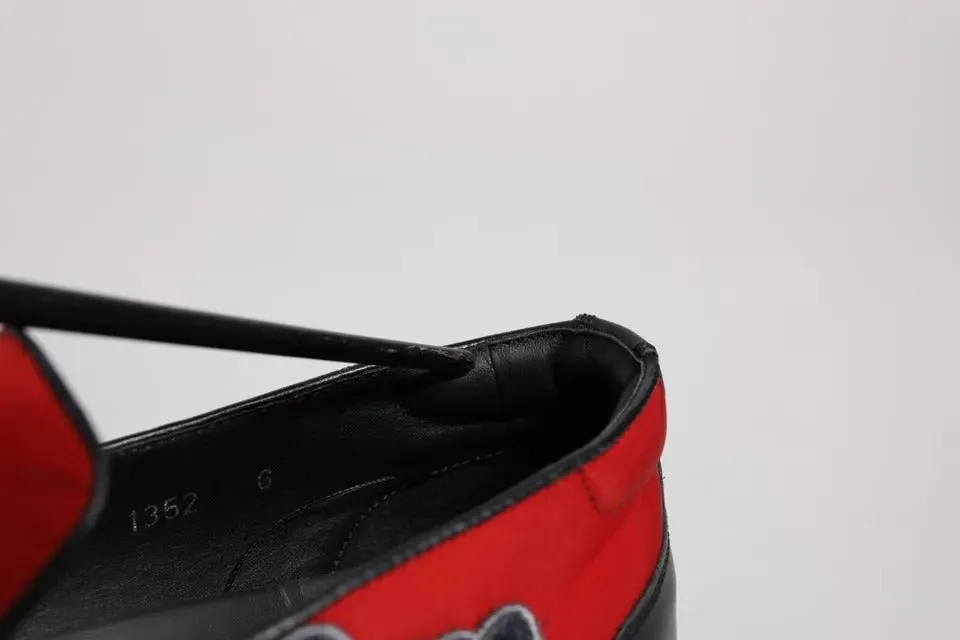 Dolce&Gabbana Men Red Loafers Leather Nylon Low Top Flat Sneakers Shoes Sz EU 40