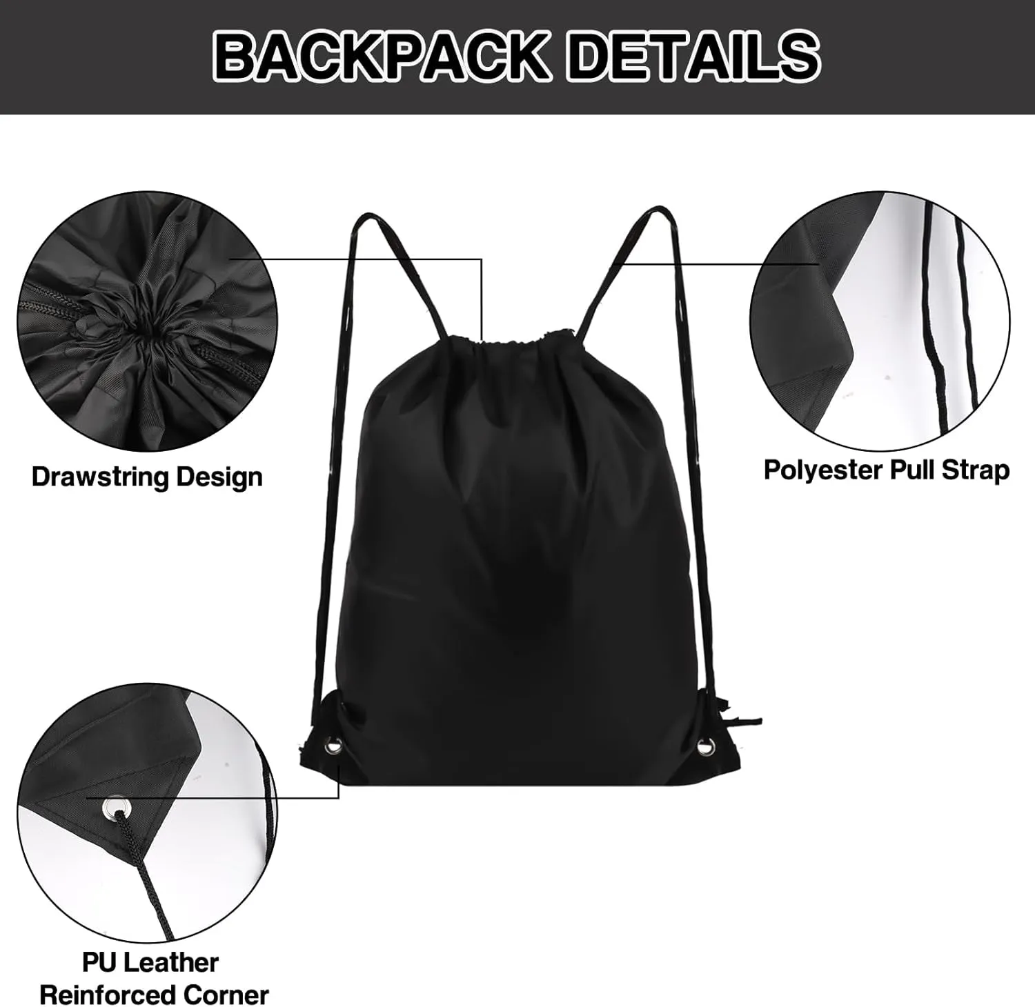Drawstring Backpack 6 Colors Drawstring Bags, Draw String Back Bag Drawstring Bags Bulk for Sports, Gym, Travel, Swimming, Beach (6 PACK)