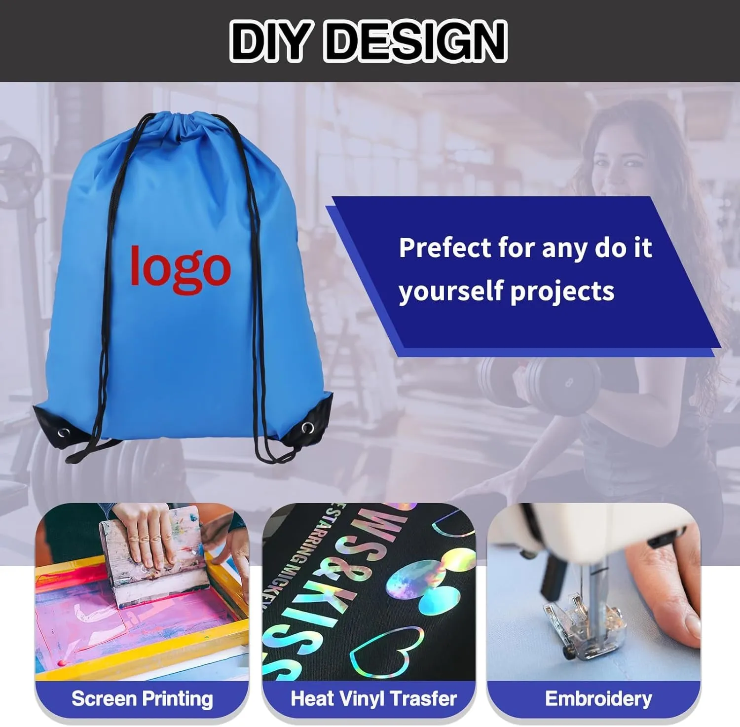 Drawstring Backpack 6 Colors Drawstring Bags, Draw String Back Bag Drawstring Bags Bulk for Sports, Gym, Travel, Swimming, Beach (6 PACK)
