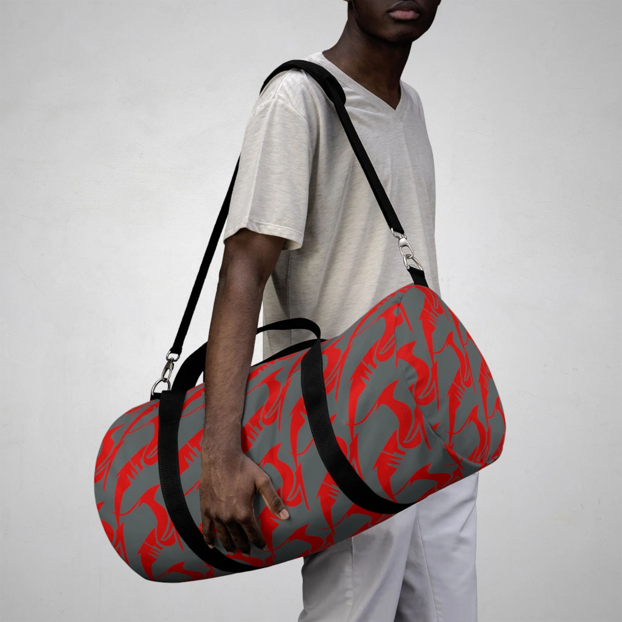 Duffel Bag Red on Gray