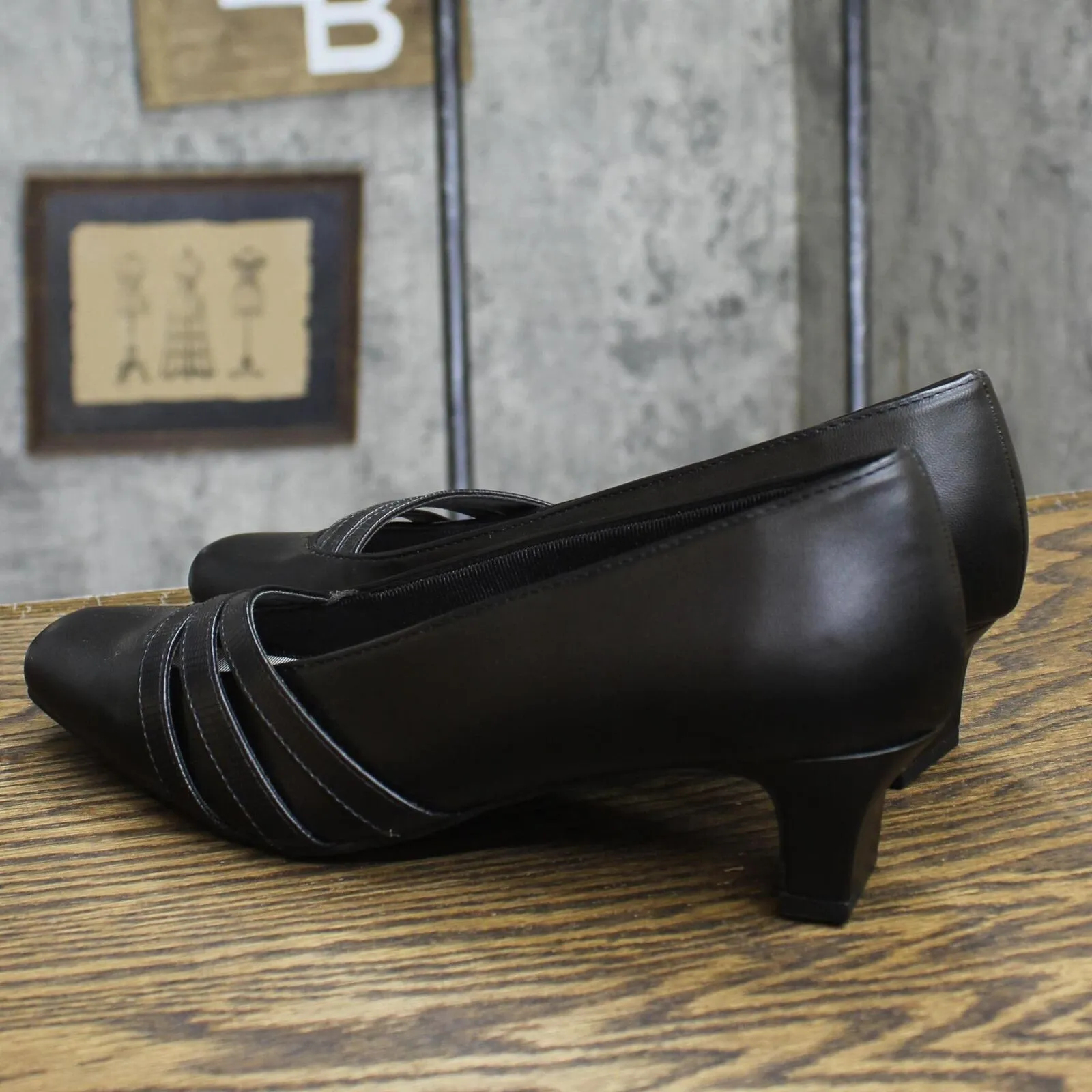 Easy Street Womens Entice Squared Toe Pump Heels ENTICEWBLACKSUEDE Black 7.5W