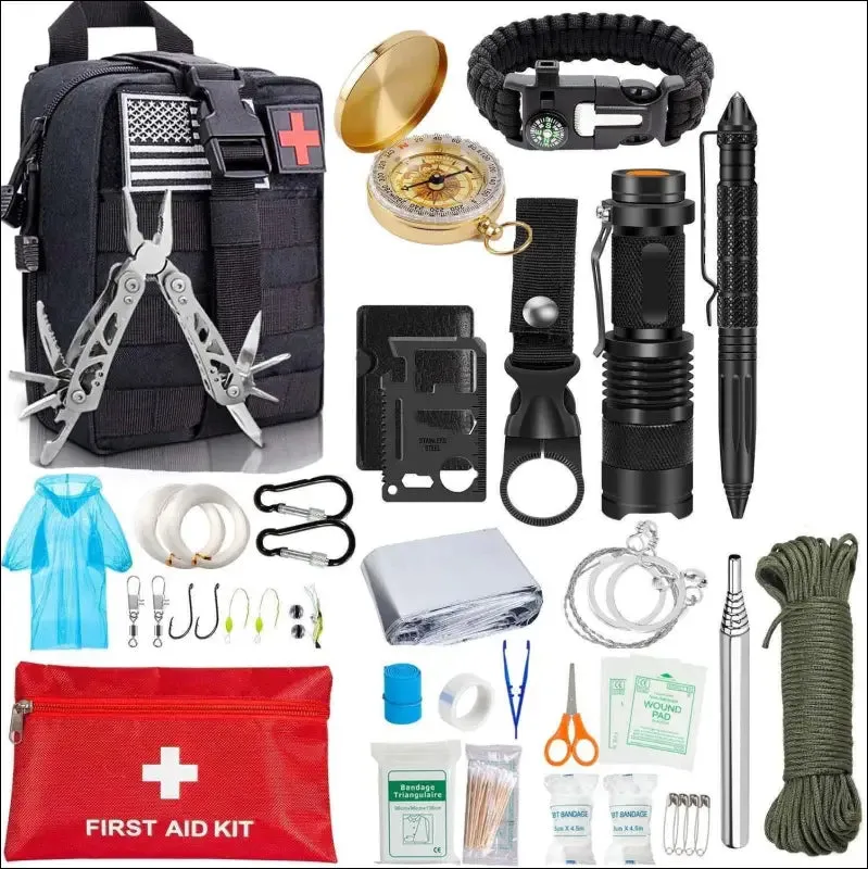 Edc survival kit gear tool kit 47 in 1 emergency sos survival tools emergency blanket tactical pen