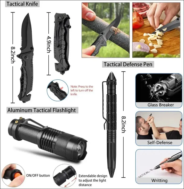Edc survival kit gear tool kit 47 in 1 emergency sos survival tools emergency blanket tactical pen