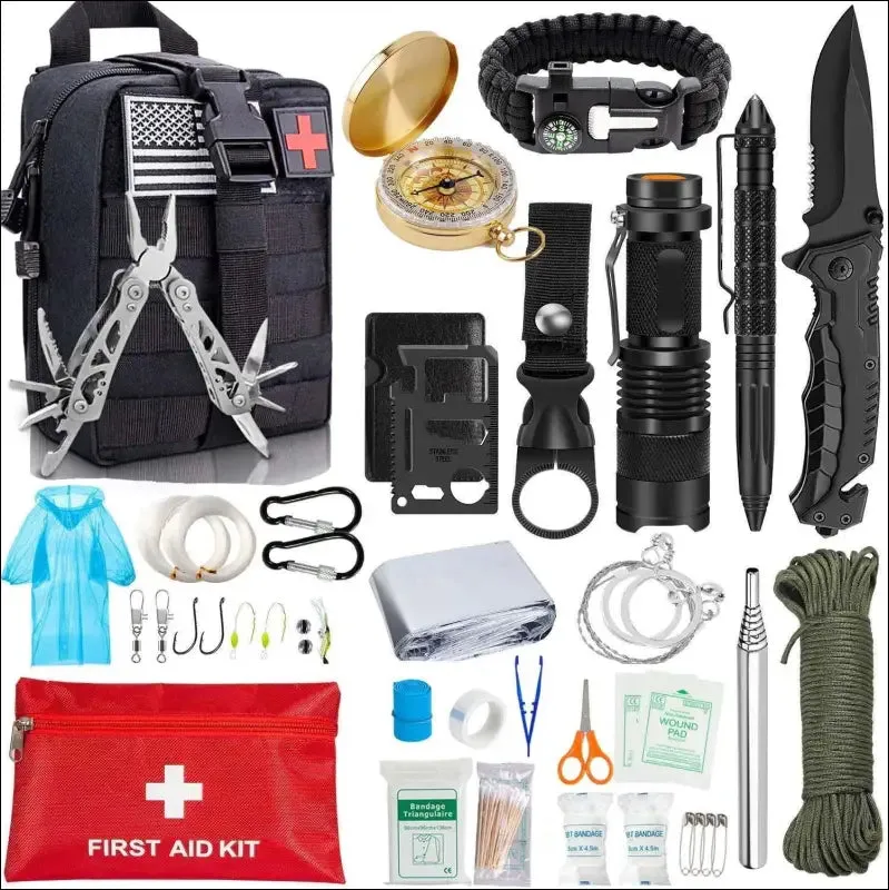 Edc survival kit gear tool kit 47 in 1 emergency sos survival tools emergency blanket tactical pen