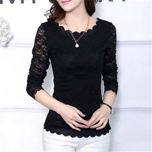 Elegant Crochet Openwork Lace Patchwork Blouses