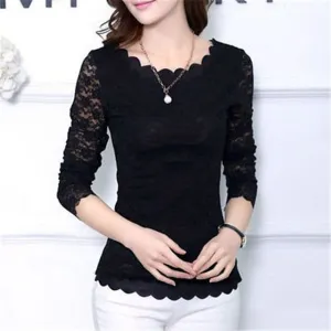 Elegant Crochet Openwork Lace Patchwork Blouses
