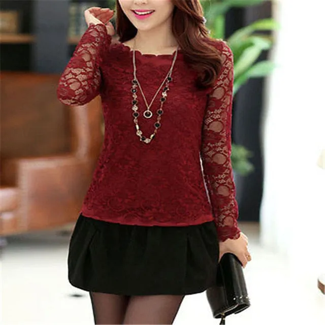 Elegant Crochet Openwork Lace Patchwork Blouses