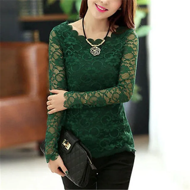 Elegant Crochet Openwork Lace Patchwork Blouses