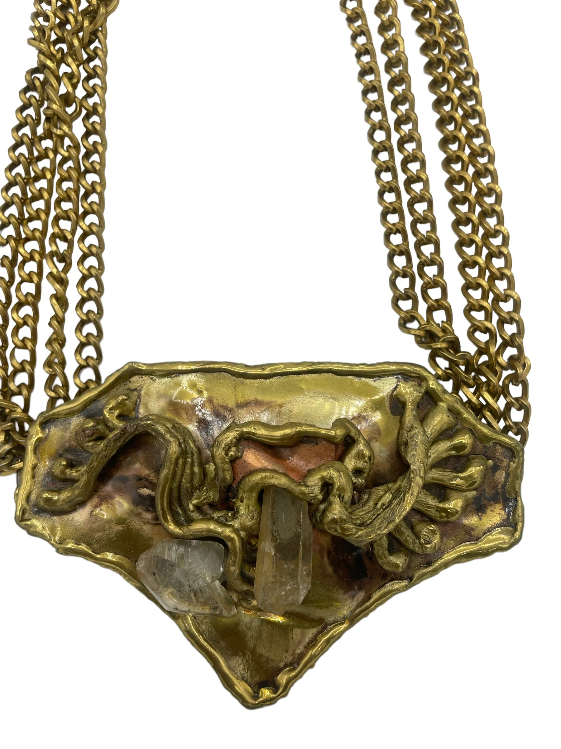 Fancy Nancy  80s Brutalist Chain Belt with Crystals