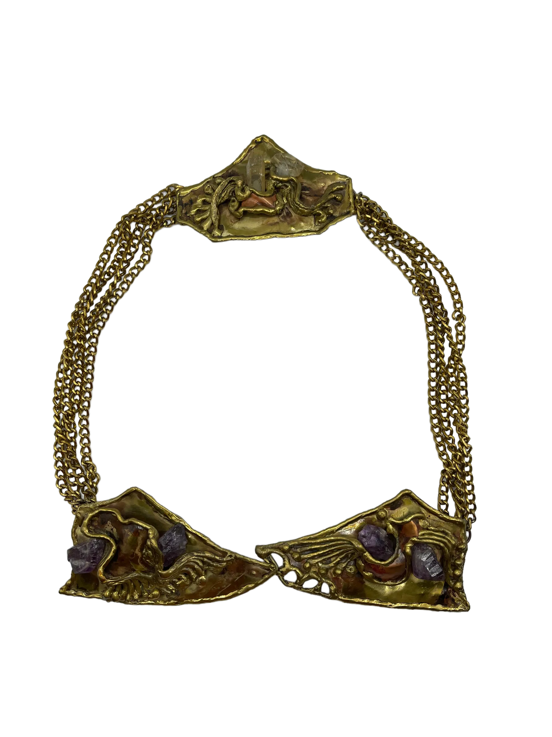 Fancy Nancy  80s Brutalist Chain Belt with Crystals
