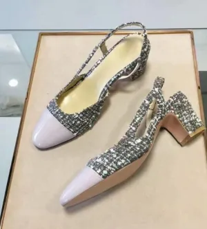 Fashion Mixed Colors High Heel Sandals Round Toe Slingback Thick Heels Woman Shoes Summer Cutouts Party Dress Heels