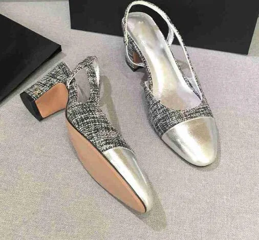 Fashion Mixed Colors High Heel Sandals Round Toe Slingback Thick Heels Woman Shoes Summer Cutouts Party Dress Heels