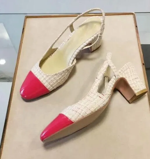 Fashion Mixed Colors High Heel Sandals Round Toe Slingback Thick Heels Woman Shoes Summer Cutouts Party Dress Heels