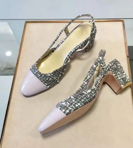 Fashion Mixed Colors High Heel Sandals Round Toe Slingback Thick Heels Woman Shoes Summer Cutouts Party Dress Heels