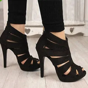Fashion Summer Open Toe Party Pumps Women/Sexy Hollow Ankle High Heel Women Pumps/Brand Plus Size Women Shoes